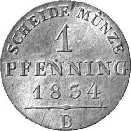 Reverse 1 Pfennig 1834 D -  Coin Value - Prussia, Frederick William III