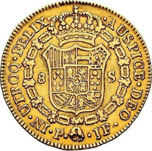Revers 8 Escudos 1798 P JF - Goldmünze Wert - Kolumbien, Karl IV