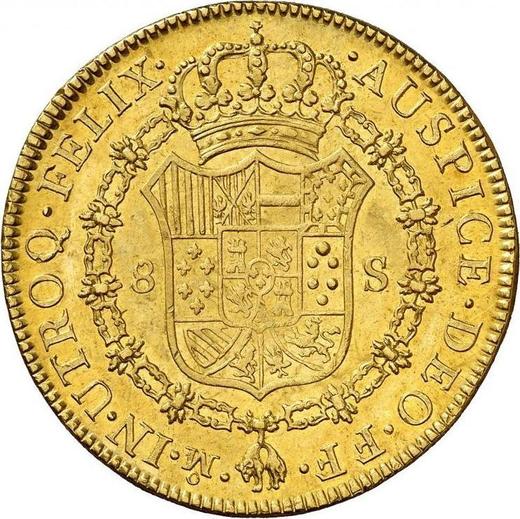 Реверс монеты - 8 эскудо 1779 года Mo FF - цена золотой монеты - Мексика, Карл III
