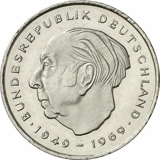 Obverse 2 Mark 1973 J "Theodor Heuss" -  Coin Value - Germany, FRG