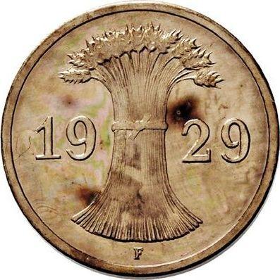 Reverso 1 Reichspfennig 1929 F - valor de la moneda  - Alemania, República de Weimar