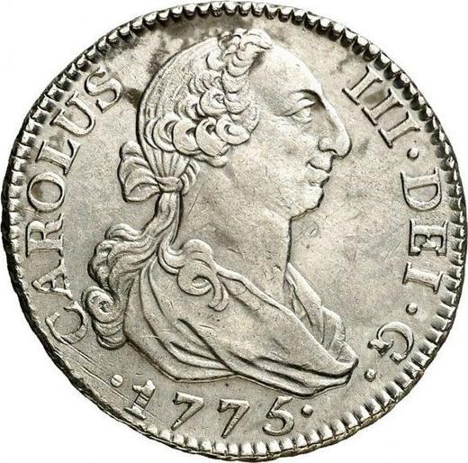 Аверс монеты - 2 реала 1775 года M PJ - цена серебряной монеты - Испания, Карл III