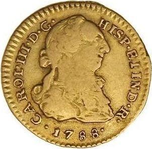 Awers monety - 1 escudo 1788 IJ - cena złotej monety - Peru, Karol III