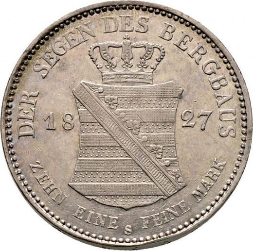 Reverso Tálero 1827 S "Minero" - valor de la moneda de plata - Sajonia, Federico Augusto I