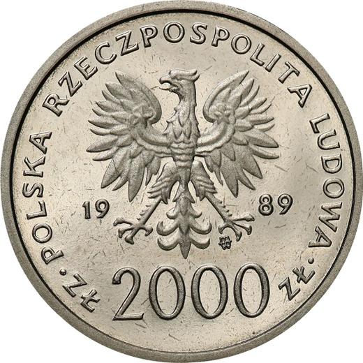 Anverso Pruebas 2000 eslotis 1989 MW ET "JuanPablo II" Níquel - valor de la moneda  - Polonia, República Popular