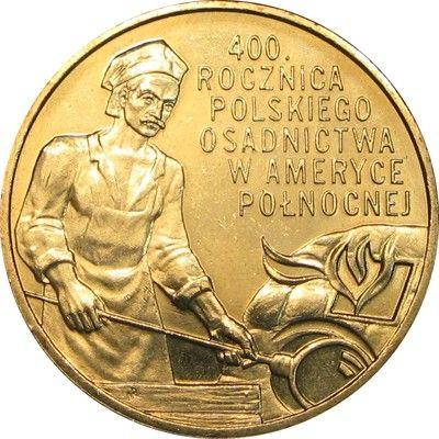 Реверс монеты - 2 злотых 2008 года MW NR "400 лет польским поселениям в Северной Америке" - цена  монеты - Польша, III Республика после деноминации