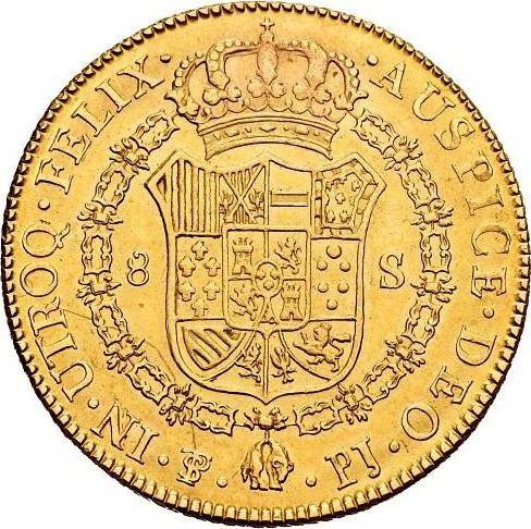 Reverse 8 Escudos 1807 PTS PJ - Gold Coin Value - Bolivia, Charles IV