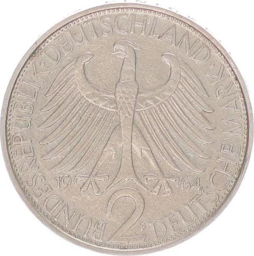 Реверс монеты - 2 марки 1964 года F "Планк" - цена  монеты - Германия, ФРГ