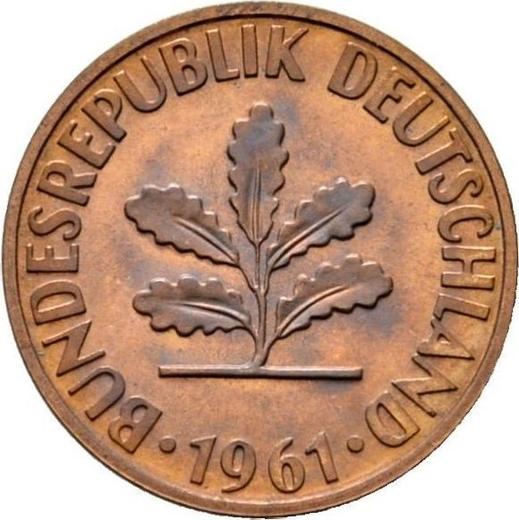 Реверс монеты - 2 пфеннига 1961 года D - цена  монеты - Германия, ФРГ