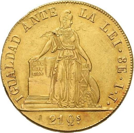 Revers 8 Escudos 1847 So IJ - Goldmünze Wert - Chile, Republik