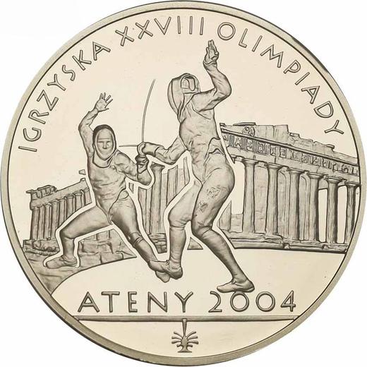 Revers 10 Zlotych 2004 MW AN "Olympische Sommerspiele, Athen 2004" Fechten - Silbermünze Wert - Polen, III Republik Polen nach Stückelung