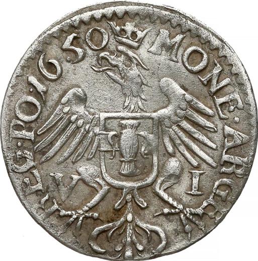 Реверс монеты - Шестак (6 грошей) 1650 года - цена серебряной монеты - Польша, Ян II Казимир