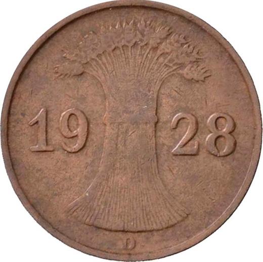 Reverso 1 Reichspfennig 1928 D - valor de la moneda  - Alemania, República de Weimar