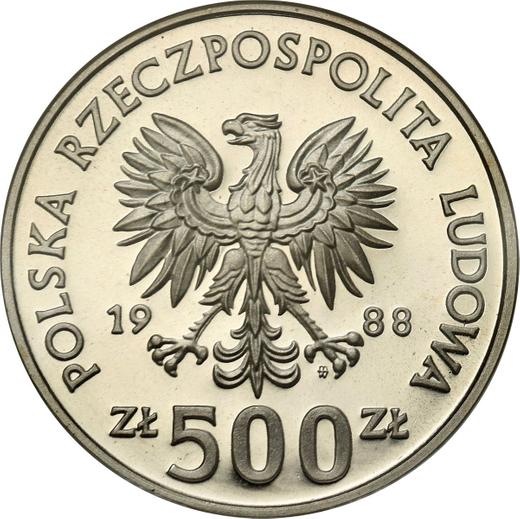 Awers monety - 500 złotych 1988 MW SW "Jadwiga" Srebro - cena srebrnej monety - Polska, PRL