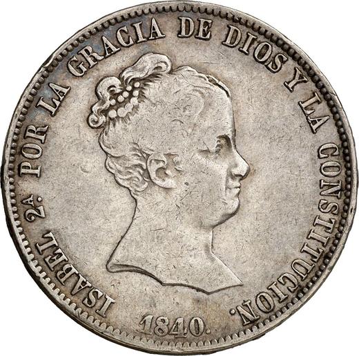 Anverso 20 reales 1840 M CL - valor de la moneda de plata - España, Isabel II