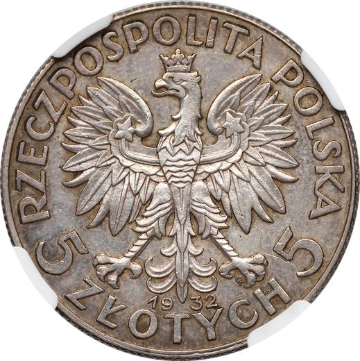 Awers monety - PRÓBA 5 złotych 1932 "Polonia" Z napisem PRÓBA - cena srebrnej monety - Polska, II Rzeczpospolita
