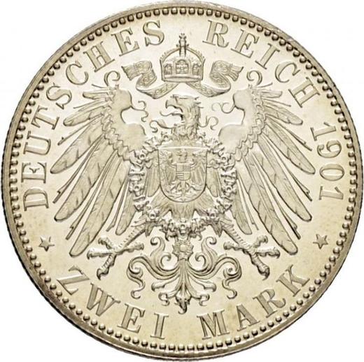 Reverso 2 marcos 1901 A "Mecklemburgo-Schwerin" - valor de la moneda de plata - Alemania, Imperio alemán