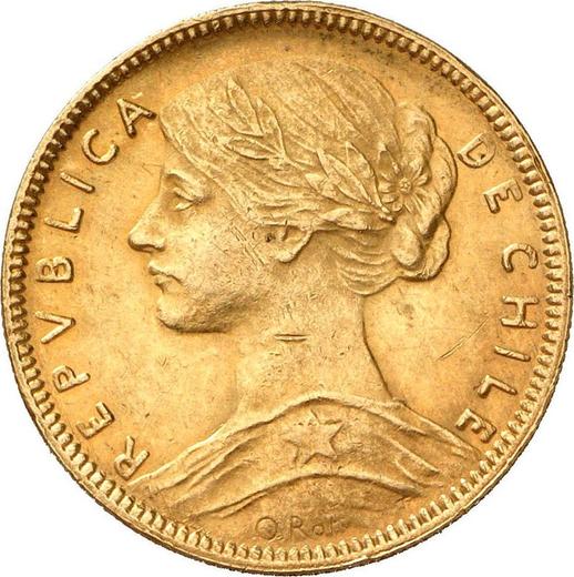 Аверс монеты - 20 песо 1908 года So - цена золотой монеты - Чили, Республика
