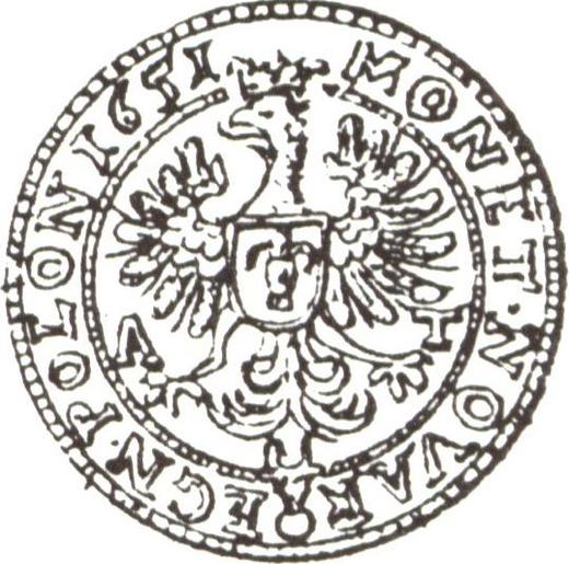 Реверс монеты - Пробный Шестак (6 грошей) 1651 года AT - цена серебряной монеты - Польша, Ян II Казимир