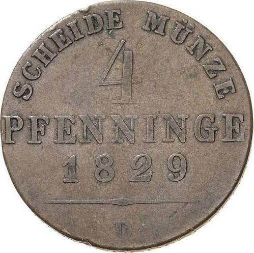 Реверс монеты - 4 пфеннига 1829 года D - цена  монеты - Пруссия, Фридрих Вильгельм III