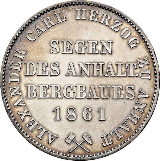 Reverse Thaler 1861 A - Silver Coin Value - Anhalt-Bernburg, Alexander Karl