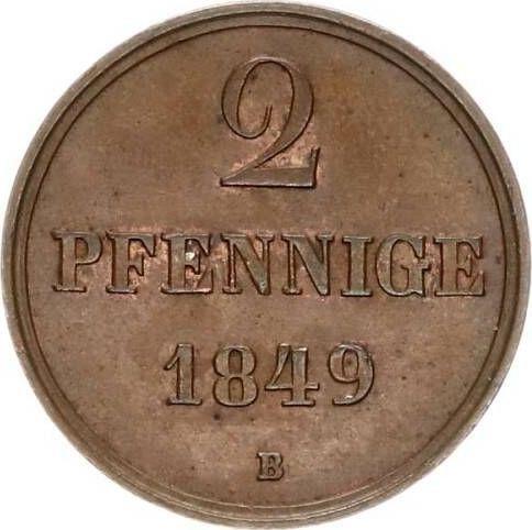 Реверс монеты - 2 пфеннига 1849 года B - цена  монеты - Ганновер, Эрнст Август