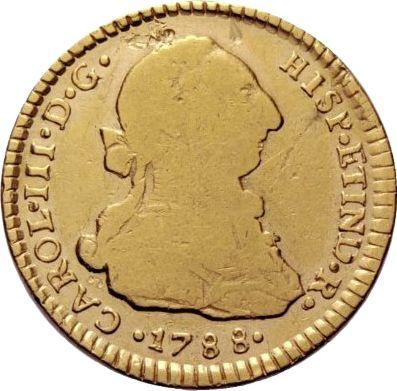 Awers monety - 2 eskudo 1788 So DA - cena złotej monety - Chile, Karol III