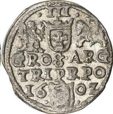 Реверс монеты - Трояк (3 гроша) 1602 года "Краковский монетный двор" - цена серебряной монеты - Польша, Сигизмунд III Ваза