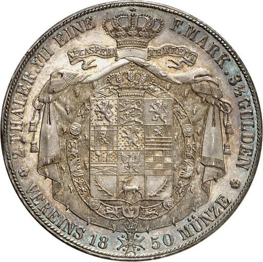 Reverso 2 táleros 1850 CvC - valor de la moneda de plata - Brunswick-Wolfenbüttel, Guillermo