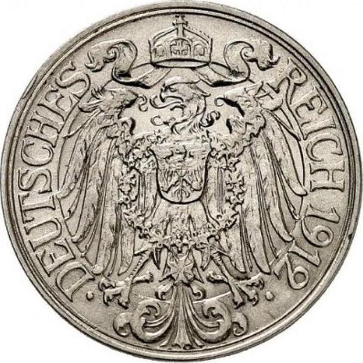 Reverse 25 Pfennig 1912 J "Type 1909-1912" - Germany, German Empire