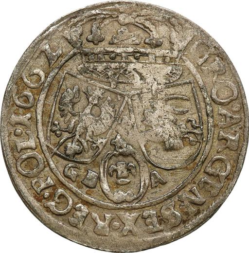 Rewers monety - Szóstak 1662 GBA "Popiersie z obwódką" - cena srebrnej monety - Polska, Jan II Kazimierz
