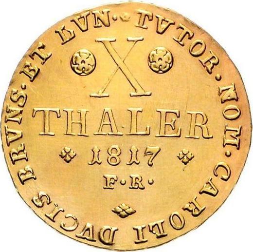 Реверс монеты - 10 талеров 1817 года FR - цена золотой монеты - Брауншвейг-Вольфенбюттель, Карл II
