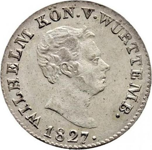 Аверс монеты - 3 крейцера 1827 года - цена серебряной монеты - Вюртемберг, Вильгельм I