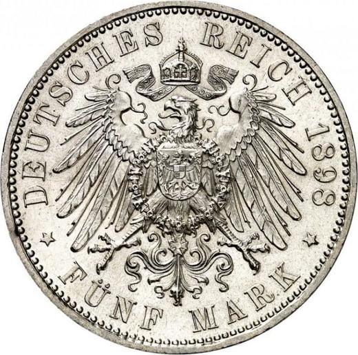 Реверс монеты - 5 марок 1898 года E "Саксония" - цена серебряной монеты - Германия, Германская Империя