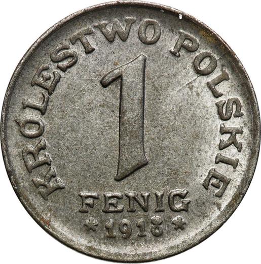 Реверс монеты - 1 пфенниг 1918 года FF - цена  монеты - Польша, Королевство Польское