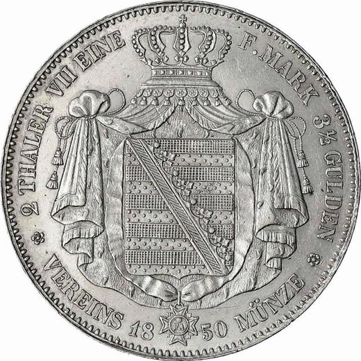 Reverso 2 táleros 1850 F - valor de la moneda de plata - Sajonia, Federico Augusto II