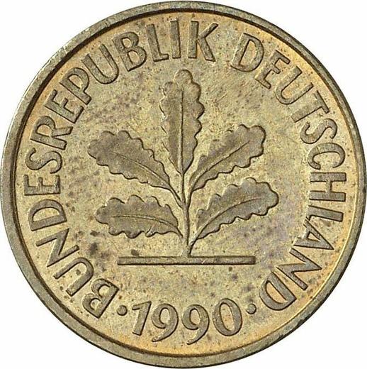 Reverso 5 Pfennige 1990 F - valor de la moneda  - Alemania, RFA