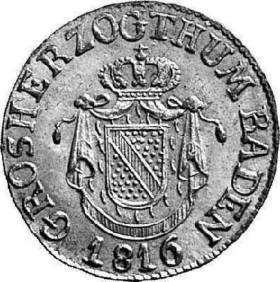 Аверс монеты - 3 крейцера 1816 года - цена серебряной монеты - Баден, Карл Людвиг Фридрих