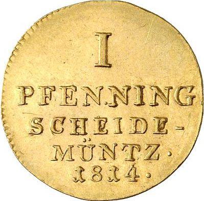 Reverso 1 Pfennig 1814 H Oro - valor de la moneda de oro - Hannover, Jorge III