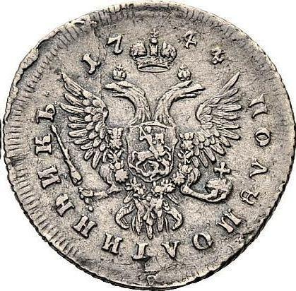 Reverso Polupoltinnik 1744 ММД - valor de la moneda de plata - Rusia, Isabel I