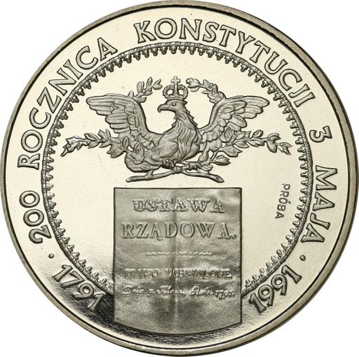Reverso Pruebas 200000 eslotis 1991 MW ET "200 aniversario de la Constitución del 3 de mayo" Níquel - valor de la moneda  - Polonia, República moderna