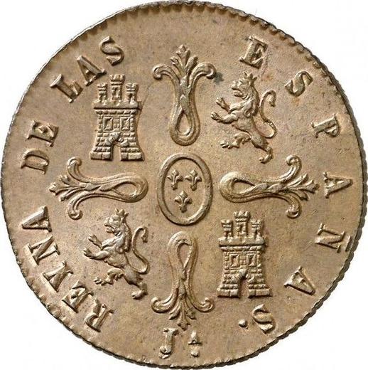Reverso 8 maravedíes 1849 Ja "Valor nominal sobre el reverso" - valor de la moneda  - España, Isabel II