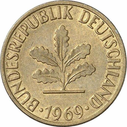 Реверс монеты - 5 пфеннигов 1969 года F - цена  монеты - Германия, ФРГ