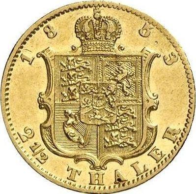 Reverso 2 1/2 táleros 1853 B - valor de la moneda de oro - Hannover, Jorge V