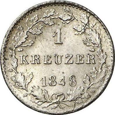 Rewers monety - 1 krajcar 1848 - cena srebrnej monety - Hesja-Darmstadt, Ludwik III