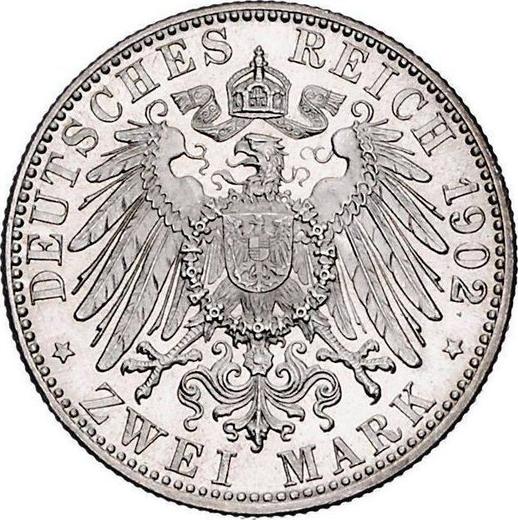Reverso 2 marcos 1902 G "Baden" - valor de la moneda de plata - Alemania, Imperio alemán
