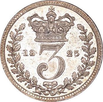 Reverso 3 peniques 1825 "Maundy" - valor de la moneda de plata - Gran Bretaña, Jorge IV