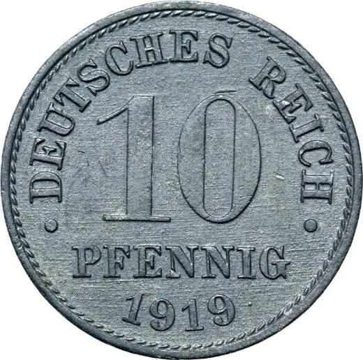 Аверс монеты - 10 пфеннигов 1919 года "Тип 1917-1922" - цена  монеты - Германия, Германская Империя