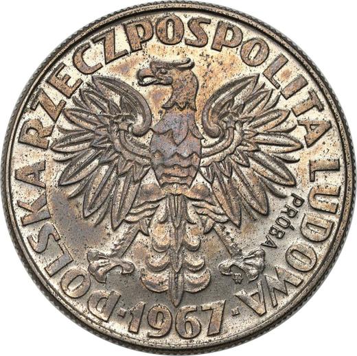Reverso Pruebas 10 eslotis 1967 MW JMN "Maria Skłodowska-Curie" Cuproníquel Canto estriado - valor de la moneda  - Polonia, República Popular
