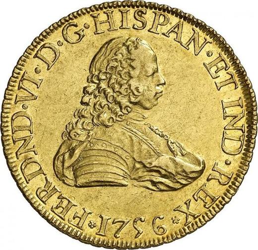 Anverso 8 escudos 1756 Mo MM - valor de la moneda de oro - México, Fernando VI
